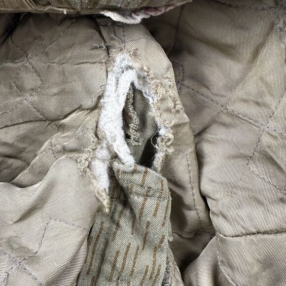 80s East Germany Rain Camo Insulated Cargo Pants M 48 Green Suspenders 36x25 - Picture 14 of 16